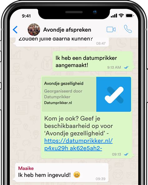 Datumprikker kan nu ook worden gedeeld via WhatsApp